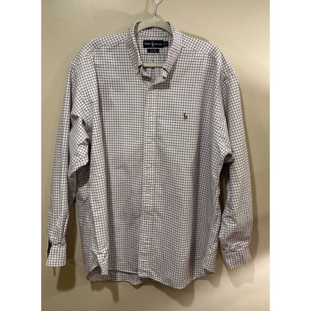 Ralph Lauren Shirt Men Extra Large Plaid Blake Fit Long Sleeve Pony Logo Preppy